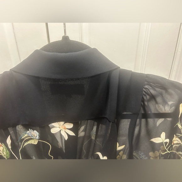 Rickie Freeman for Teri Jon Floral-Print Blouson-Sleeve Chiffon Midi Dress - Picture 10 of 12